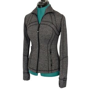 Lululemon Define Jacket Herringbone Grey Black Full Zip Size 4 Slim Fit Active